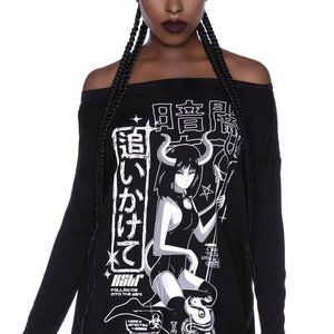 KILLSTAR Follow Me Boatneck Top long sleeves sz XS relaxed fit